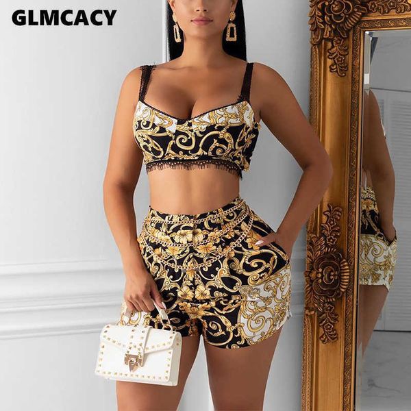 women lace insert two pieces sets spaghetti strap crop and skinny shorts vintage printed party clubwear 210702, White
women lace insert two pieces sets spaghetti strap crop and skinny shorts vintage printed party clubwear 210702, White