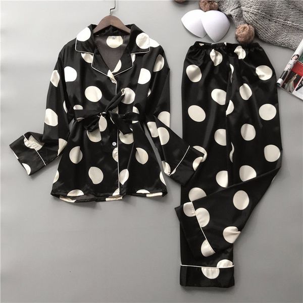 women's sleepwear silk pajamas set women print dot summer female pyjamas long shirt 2piece/set stitch lingerie home bbir, Black;red
women's sleepwear silk pajamas set women print dot summer female pyjamas long shirt 2piece/set stitch lingerie home bbir, Black;red
