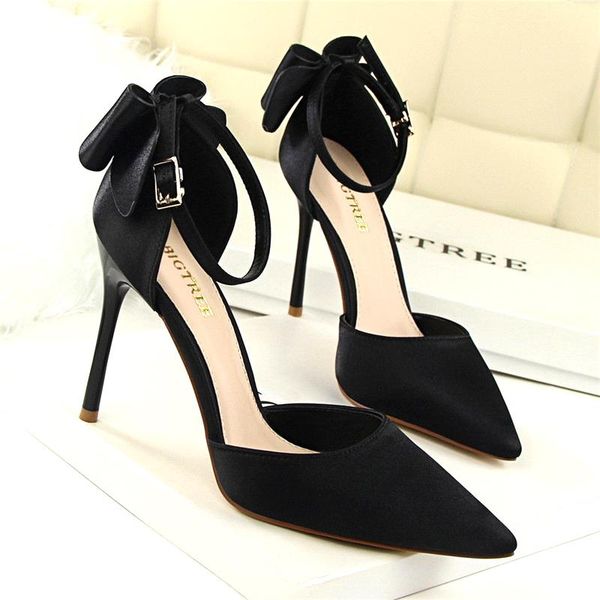 women's pointed big size shoes stiletto pumps dress boat wedding ladies sandals silk with bow high heels, Black
women's pointed big size shoes stiletto pumps dress boat wedding ladies sandals silk with bow high heels, Black
