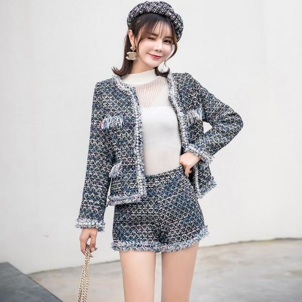 two piece dress brand women 2pcs set tweed jacket pearls office ladies slim fit twill outfits suit shorts tassels business work suits, White
two piece dress brand women 2pcs set tweed jacket pearls office ladies slim fit twill outfits suit shorts tassels business work suits, White