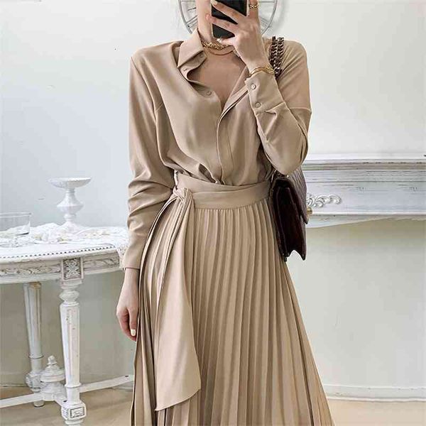 casual dresses bgteever lapel women shirt elegant single-breasted lace-up female pleated spring vestidos nr4r, Black;gray
casual dresses bgteever lapel women shirt elegant single-breasted lace-up female pleated spring vestidos nr4r, Black;gray