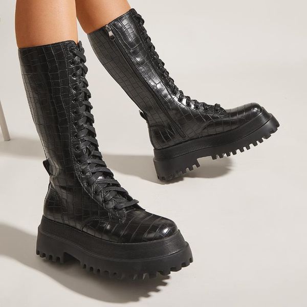 boots 2021 women round toe lace up mid calf work shoes cheseal modern motorcycle combat chunky heel, Black
boots 2021 women round toe lace up mid calf work shoes cheseal modern motorcycle combat chunky heel, Black