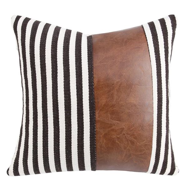 cushion/decorative pillow brown pu leather cushion covers linen stripe decorative throw case for sofa bed car seat home cover 45x45cm
cushion/decorative pillow brown pu leather cushion covers linen stripe decorative throw case for sofa bed car seat home cover 45x45cm