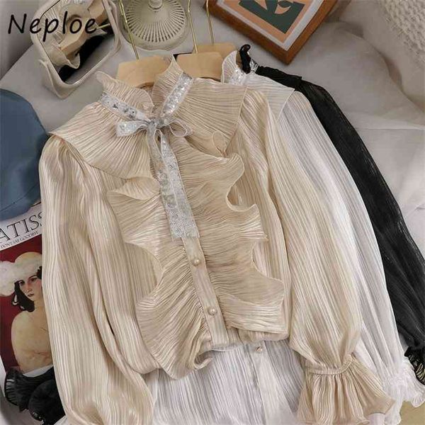elegant ruffles patchwork lace chiffon shirt feminino stand collar flare long sleeve solid blusas loose spring blouse 210422, White
elegant ruffles patchwork lace chiffon shirt feminino stand collar flare long sleeve solid blusas loose spring blouse 210422, White