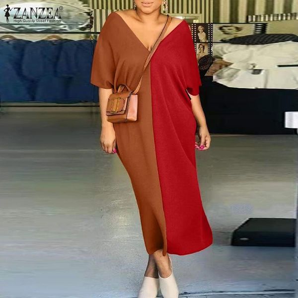party dresses elegant v neck vestidos 2022 summer patchwork solid robe lady loose long dress oversize womens fashion maxi, White;black
party dresses elegant v neck vestidos 2022 summer patchwork solid robe lady loose long dress oversize womens fashion maxi, White;black