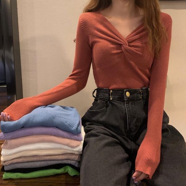 knitted all match women sweater and pullovers v-neck long-sleeved females pulls outwear women's sweaters, White;black
knitted all match women sweater and pullovers v-neck long-sleeved females pulls outwear women's sweaters, White;black