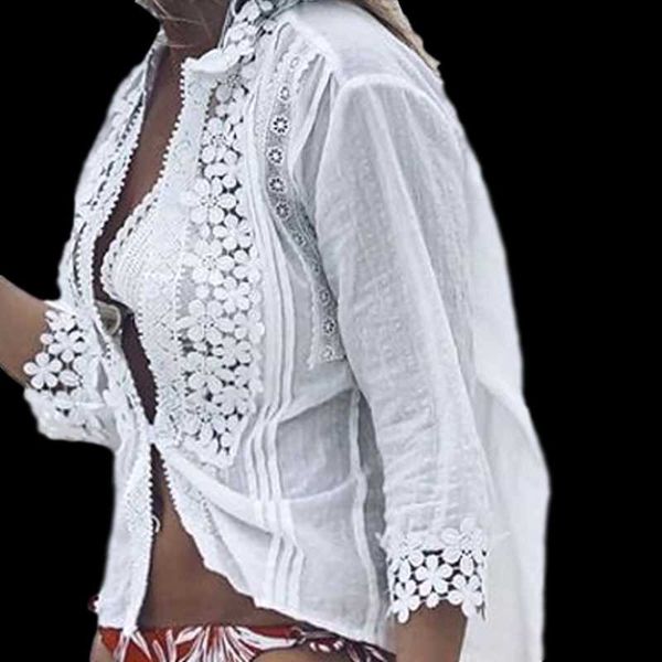 lace solid clothing woman spring autumn 2021 three quarter office ladies blouse elegant womens korean style women's blouses & shirts, White
lace solid clothing woman spring autumn 2021 three quarter office ladies blouse elegant womens korean style women's blouses & shirts, White
