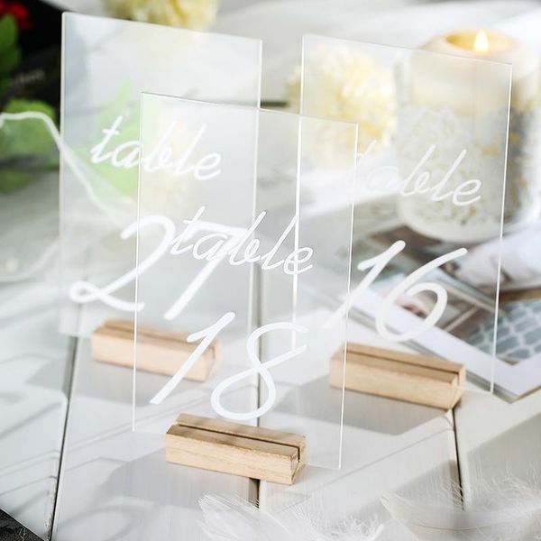 party decoration personalized acrylic wedding table numbers with holders calligraphy number signage clear wood stand
party decoration personalized acrylic wedding table numbers with holders calligraphy number signage clear wood stand
