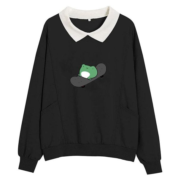 women's sweaters fashion elegant turn-down collar sweatshirts for women cute cartoon print college style chaleco mujer, White;black
women's sweaters fashion elegant turn-down collar sweatshirts for women cute cartoon print college style chaleco mujer, White;black