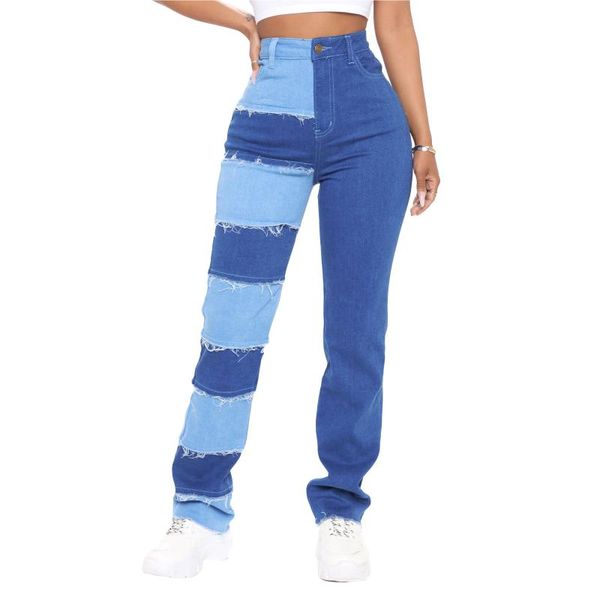 women's jeans women loose pants patchwork high waist side pockets slimming casual party street trousers, Blue
women's jeans women loose pants patchwork high waist side pockets slimming casual party street trousers, Blue