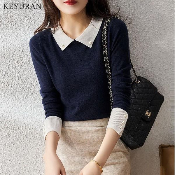 women's sweaters vintage pearl beading turn-down collar pullover sweater women long sleeve patchwork pull femme elegant knitwear j, White;black
women's sweaters vintage pearl beading turn-down collar pullover sweater women long sleeve patchwork pull femme elegant knitwear j, White;black
