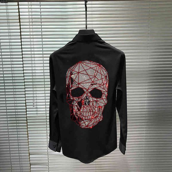 men's t-shirts four seasons non-iron male shirt three-dimensional high-quality skull thin strass mark hip hop stage long sleeve vb09, White;black
men's t-shirts four seasons non-iron male shirt three-dimensional high-quality skull thin strass mark hip hop stage long sleeve vb09, White;black