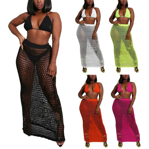 women's swimwear 2 pcs women beach clothing set, solid color hollow out deep v-neck halter bikini+high waist long skirt 2021 summer, White;black
women's swimwear 2 pcs women beach clothing set, solid color hollow out deep v-neck halter bikini+high waist long skirt 2021 summer, White;black