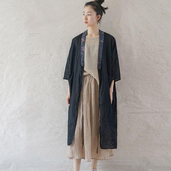 women's trench coats scuwlinen 2021 summer autumn women cardigan retro japan style v-neck patchwork lacing loose ramie shirt p376, Tan;black
women's trench coats scuwlinen 2021 summer autumn women cardigan retro japan style v-neck patchwork lacing loose ramie shirt p376, Tan;black