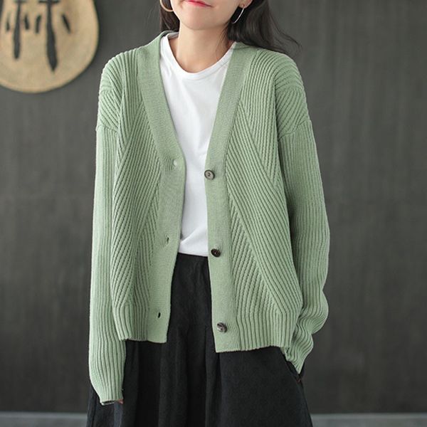 johnature autumn winter retro style v-neck single breasted knitted cardigan sweater loose comfortable women knitwear 210521, White
johnature autumn winter retro style v-neck single breasted knitted cardigan sweater loose comfortable women knitwear 210521, White