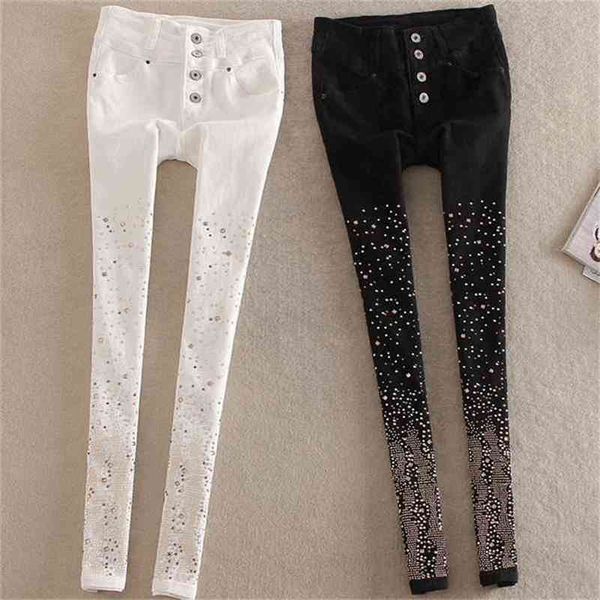 cotton jean high waist single breasted denim pants feet pencil plus size 210629, Blue
cotton jean high waist single breasted denim pants feet pencil plus size 210629, Blue