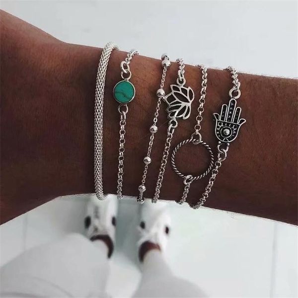 link, chain silver color bohemian handmade hollow lotus bergamot bracelet sets women 2021 bracelets vintage jewelry accessories, Black
link, chain silver color bohemian handmade hollow lotus bergamot bracelet sets women 2021 bracelets vintage jewelry accessories, Black