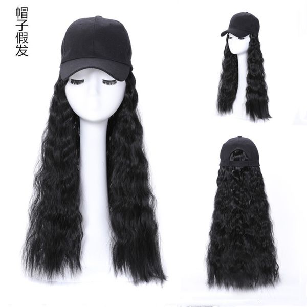 wool roll fashion women's head cover duck tongue hat long corn perm wig, Blue;gray 
wool roll fashion women's head cover duck tongue hat long corn perm wig, Blue;gray