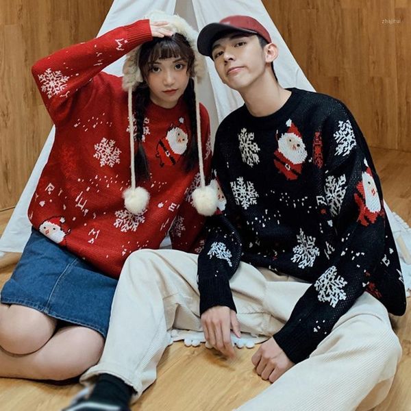 lovers wear santa claus christmas sweater autumn and winter loose thick men women couple women's sweaters, White;black
lovers wear santa claus christmas sweater autumn and winter loose thick men women couple women's sweaters, White;black