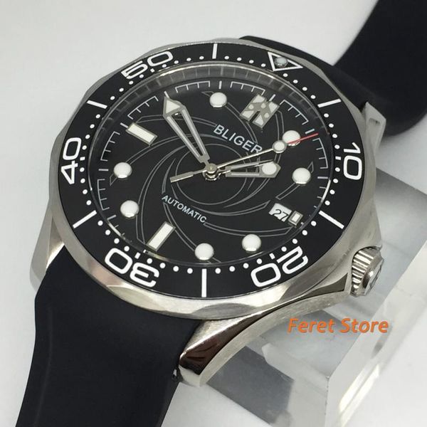 bliger 2021 41mm sapphire glass black ceramic bezel date luminous waterproof rubber strap men's luxury automatic watch wristwatches, Slivery;brown
bliger 2021 41mm sapphire glass black ceramic bezel date luminous waterproof rubber strap men's luxury automatic watch wristwatches, Slivery;brown
