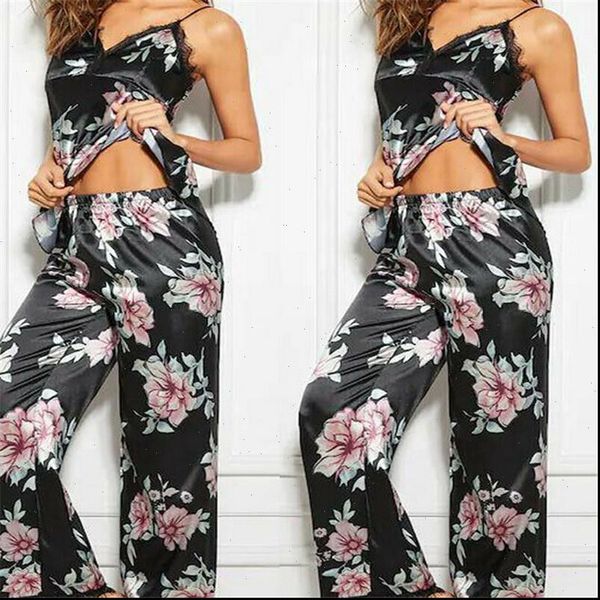 pajamas faux silk satin set womens sleepwears vintage flower print sleeveless long pants 2 piece autumn winter homewear, Black;red
pajamas faux silk satin set womens sleepwears vintage flower print sleeveless long pants 2 piece autumn winter homewear, Black;red