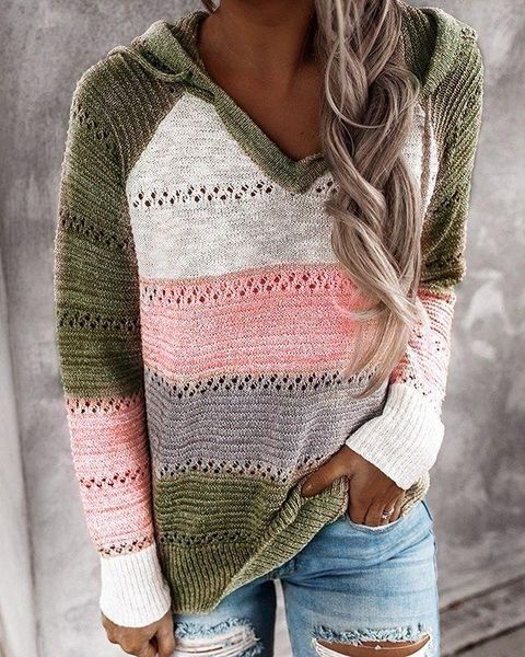 women's hoodies & sweatshirts autumn and winter stitching color hollow loose striped long sleeve wool knitted pullover women, Black
women's hoodies & sweatshirts autumn and winter stitching color hollow loose striped long sleeve wool knitted pullover women, Black
