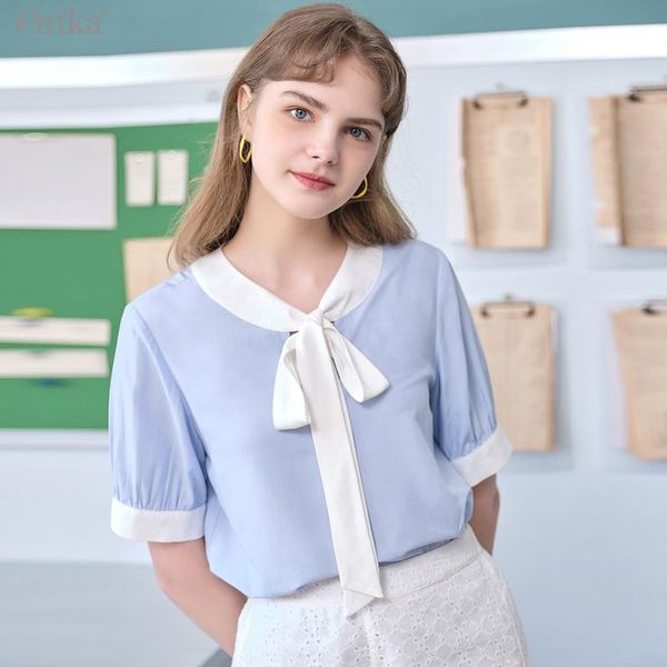 women's blouses & shirts artka 2021 summer women blouse elegant bow o-neck chiffon puff sleeve soft breathable blue female sa21012x, White
women's blouses & shirts artka 2021 summer women blouse elegant bow o-neck chiffon puff sleeve soft breathable blue female sa21012x, White