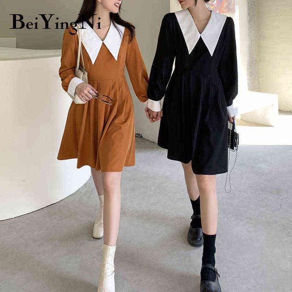 beiyingni autumn winter long sleeve a-line peter pan collar kawaii dress women vintage spring fashion elegant korean black dress y1204, Black;gray
beiyingni autumn winter long sleeve a-line peter pan collar kawaii dress women vintage spring fashion elegant korean black dress y1204, Black;gray