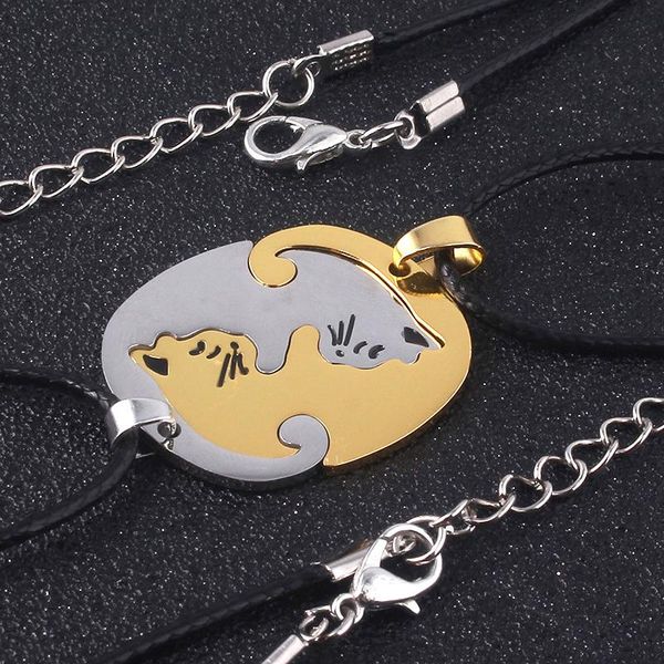 pendant necklaces stainless steel cat couple necklace splicing cartoon kitty choker chain jewelry accessories valentine day gift, Silver
pendant necklaces stainless steel cat couple necklace splicing cartoon kitty choker chain jewelry accessories valentine day gift, Silver
