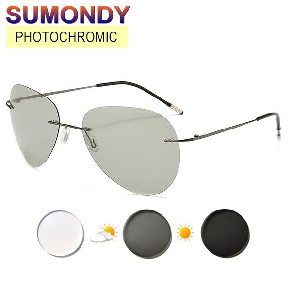 sunglasses sumondy rimless pochromic night vision glasses women men ultralight titanium alloy frame polarized eyeglasses su63, White;black
sunglasses sumondy rimless pochromic night vision glasses women men ultralight titanium alloy frame polarized eyeglasses su63, White;black