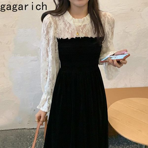 gagarich elegant women dress korean chic stand collar fold hollow lace crochet stitching long sleeve velvet black vestidos casual dresses, Black;gray
gagarich elegant women dress korean chic stand collar fold hollow lace crochet stitching long sleeve velvet black vestidos casual dresses, Black;gray