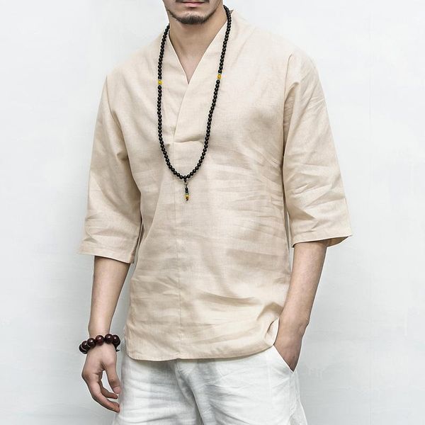 men's casual shirts 2021 summer ancient style cotton linen shirt v-neck short sleeve men 3 / 4-sleeved chinese clothing hanfu, White;black
men's casual shirts 2021 summer ancient style cotton linen shirt v-neck short sleeve men 3 / 4-sleeved chinese clothing hanfu, White;black