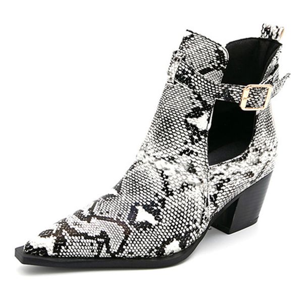 the women's pointed to buckle snake's toe will see western boots european style, Black
the women's pointed to buckle snake's toe will see western boots european style, Black