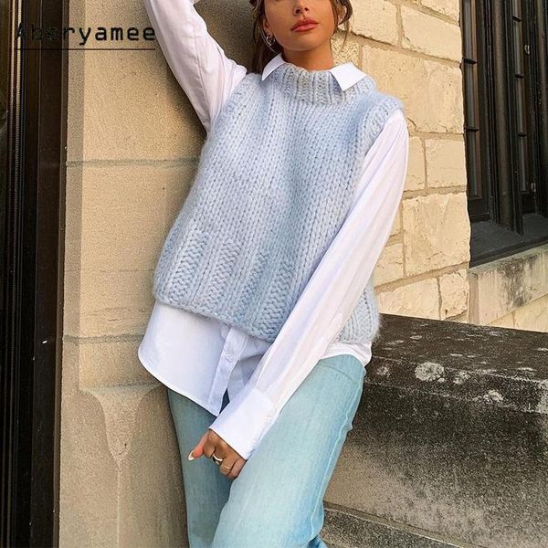 women's vests aberyamee small turtleneck vest woman knitted blue sleeveless sweater ladies oversized solid street autumn jumper fashion, Black;white
women's vests aberyamee small turtleneck vest woman knitted blue sleeveless sweater ladies oversized solid street autumn jumper fashion, Black;white