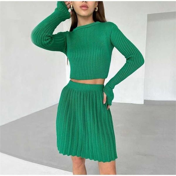 knitted suit with skirt women solid autumn mini pleated skirt and long sleeve slim crop pullover lady 2 pieces sets fashion 211109, White
knitted suit with skirt women solid autumn mini pleated skirt and long sleeve slim crop pullover lady 2 pieces sets fashion 211109, White