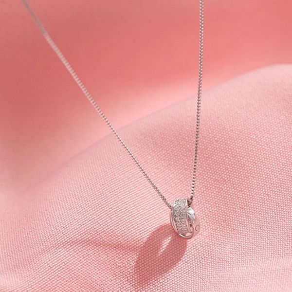 pendant necklaces double ring necklace korean version of simple niche design sense personality versatile clavicle chain, Silver
pendant necklaces double ring necklace korean version of simple niche design sense personality versatile clavicle chain, Silver