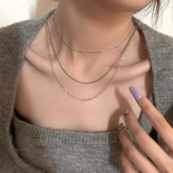 chains meyrroyu sterling silver hiah quality three-layer necklace female asymmetric hollow round bead chain charm jewelry party gifts
chains meyrroyu sterling silver hiah quality three-layer necklace female asymmetric hollow round bead chain charm jewelry party gifts