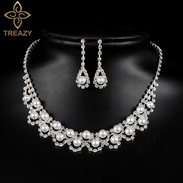 wedding jewelry sets treazy luxury simulated pearl crystal for women gift statement necklace earrings bridal, Slivery;golden
wedding jewelry sets treazy luxury simulated pearl crystal for women gift statement necklace earrings bridal, Slivery;golden