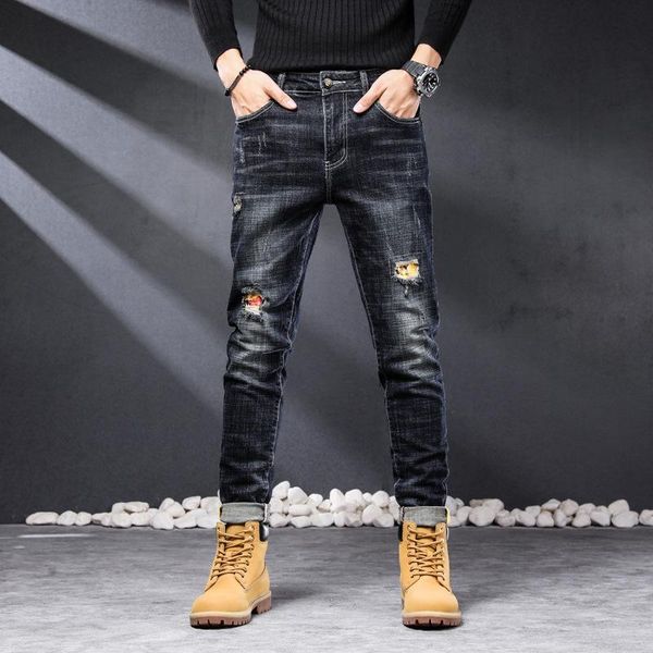 men's jeans spring cotton slim elastic fashion business trousers male casual classic autumn denim pants, Blue
men's jeans spring cotton slim elastic fashion business trousers male casual classic autumn denim pants, Blue
