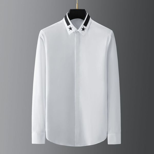business shirt deluxe and fashion men's collar five pointed star embroidered long sleeve cotton non iron versatile top, White;black
business shirt deluxe and fashion men's collar five pointed star embroidered long sleeve cotton non iron versatile top, White;black