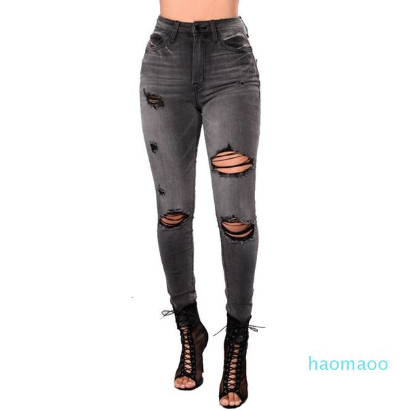 women's jeans - fashion women zipper pants european and american style large foot ladies leisure high waist broken hole 87, Blue
women's jeans - fashion women zipper pants european and american style large foot ladies leisure high waist broken hole 87, Blue