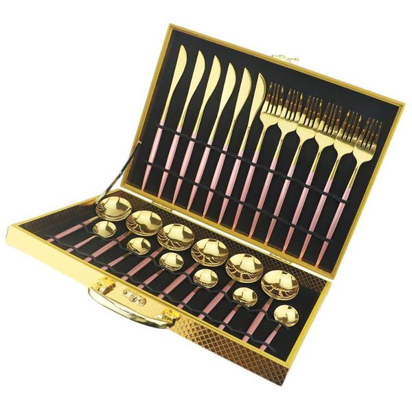 dinnerware sets 24pcs 304 stainless steel set gold cutlery knife fork spoon dinner kitchen tableware silverware with box
dinnerware sets 24pcs 304 stainless steel set gold cutlery knife fork spoon dinner kitchen tableware silverware with box