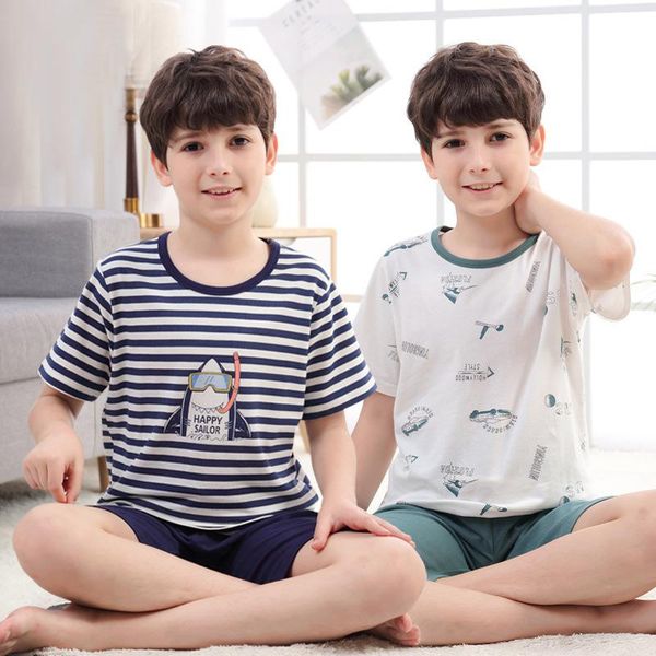 pajamas summer children's short sleeve pyjamas kids t-shirt+shorts 2pcs cartoon for girls boys teens sleepwear nightwear, Blue;red 
pajamas summer children's short sleeve pyjamas kids t-shirt+shorts 2pcs cartoon for girls boys teens sleepwear nightwear, Blue;red