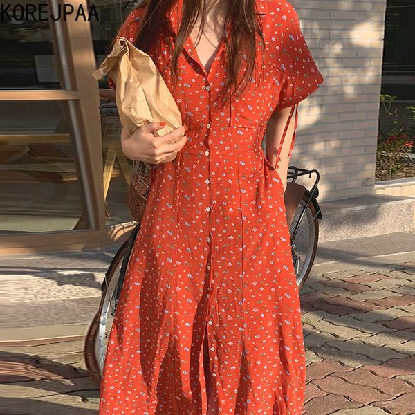 korejpaa women dress korean fashion chic summer french romantic lapel floral single-breasted waist slim short sleeve vestido 210526, Black;gray
korejpaa women dress korean fashion chic summer french romantic lapel floral single-breasted waist slim short sleeve vestido 210526, Black;gray