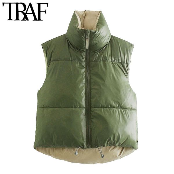 traf women fashion double-sided wear cropped padded waistcoat vintage high neck adjustable hem female vest coat mujer 210415, Black;white
traf women fashion double-sided wear cropped padded waistcoat vintage high neck adjustable hem female vest coat mujer 210415, Black;white