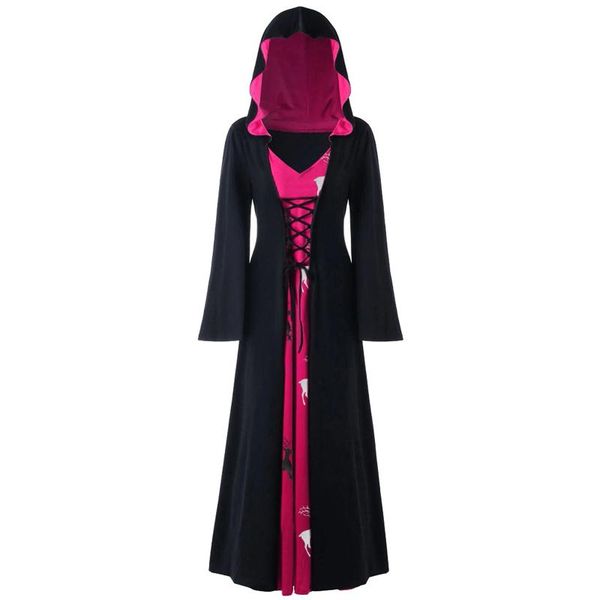 casual dresses gothic women clothes halloween festival costume cosplay witch dress hooded long sleeve lace up patchwork cloak maxi robe, Black;gray
casual dresses gothic women clothes halloween festival costume cosplay witch dress hooded long sleeve lace up patchwork cloak maxi robe, Black;gray
