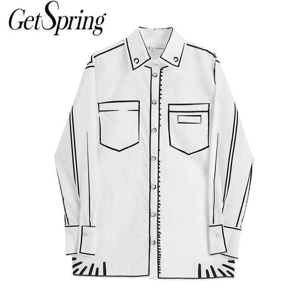 getspring women blouse shirt color matching white 's long sleeve vintage casual printing shirts 210601
getspring women blouse shirt color matching white 's long sleeve vintage casual printing shirts 210601