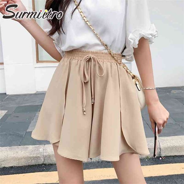 spring summer women korean style khaki black chiffon ruffules high waist sun school mini shorts skirt female 210421
spring summer women korean style khaki black chiffon ruffules high waist sun school mini shorts skirt female 210421