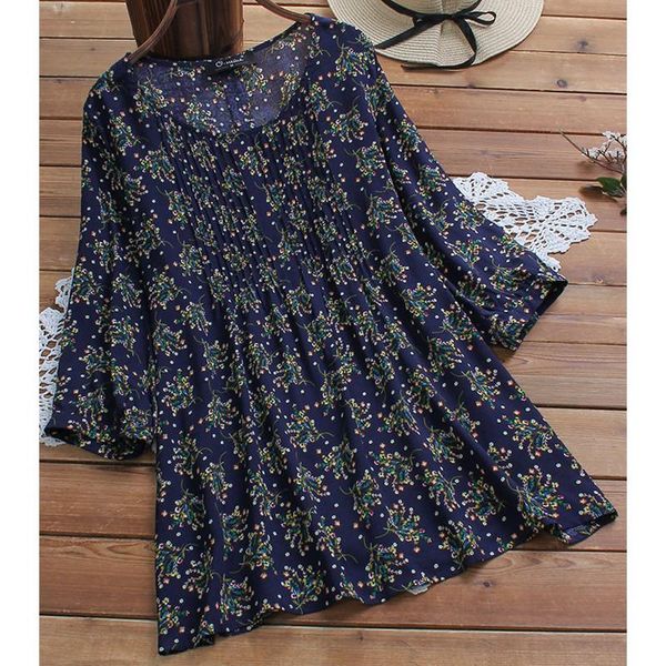 spring summer style printed pleated o neck floral plus size t shirts high street office lady basic loose women's t-shirt, White
spring summer style printed pleated o neck floral plus size t shirts high street office lady basic loose women's t-shirt, White