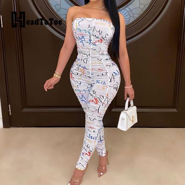 women's jumpsuits & rompers strapless printed women jumpsuit skinny ruched ladies casual summer one piece overalls, Black;white
women's jumpsuits & rompers strapless printed women jumpsuit skinny ruched ladies casual summer one piece overalls, Black;white
